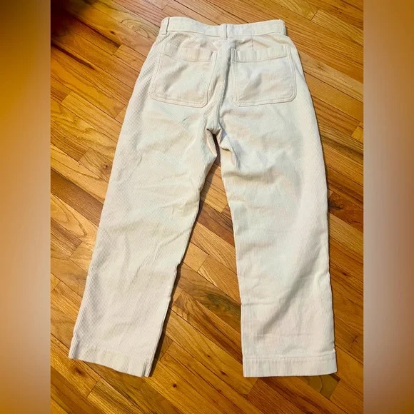Everlane Bone White Corduroy Straight Leg Crop Pants Size 6 - Picture 5 of 5